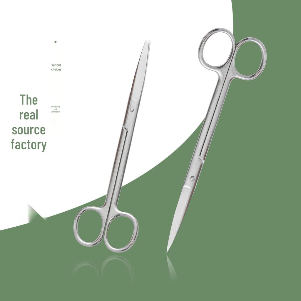 14cm Stainless Steel Curved & Straight Thickened Scissors for Lab, Beauty, Suture, and Gauze
