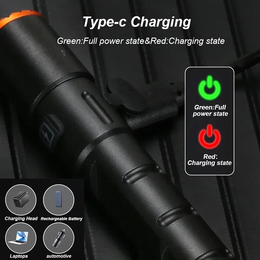 Mini Portable LED Flashlight Built-in Battery Torch With Pen Clip Tail Magnet USB Rechargeable Outdoor Camping Fishing Lantern