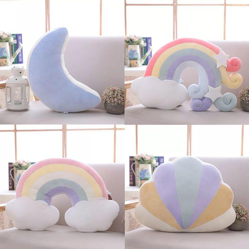 Sofa Rainbow Plush Pillow Cushion Sleeping Pillow Cloud Moon Home Toy Decoration