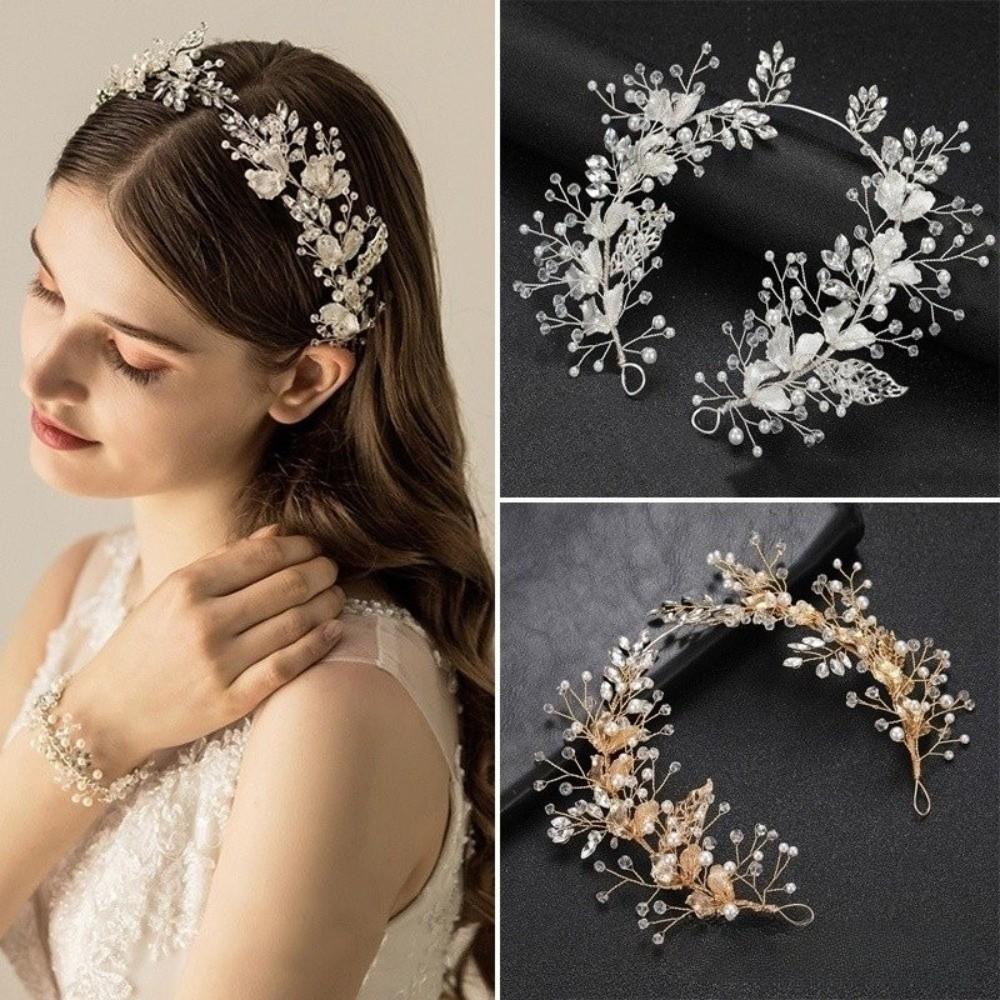 Pearl Bridal Headwear Flower Flower Headbands Elegant Bride Wedding Tiaras Bridal