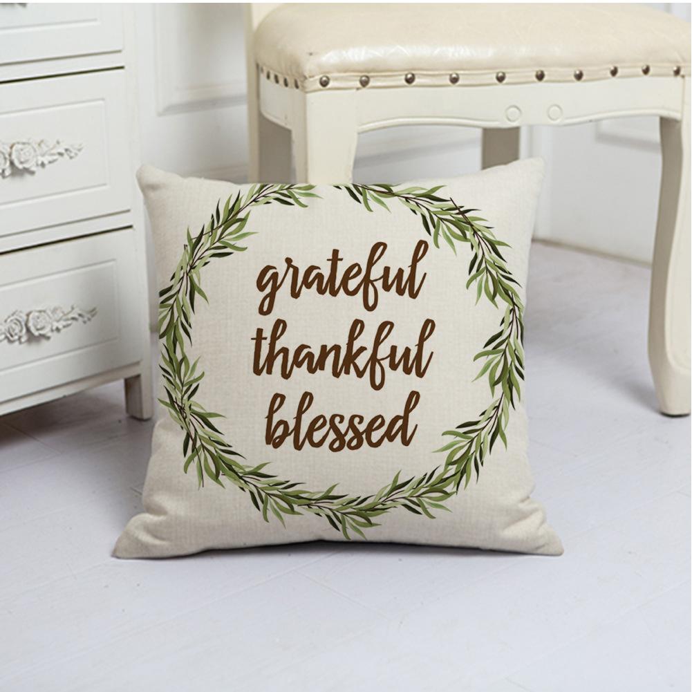 White Pumpkin Thanksgiving Garland Flax Pillow Case European and American Fashion Home