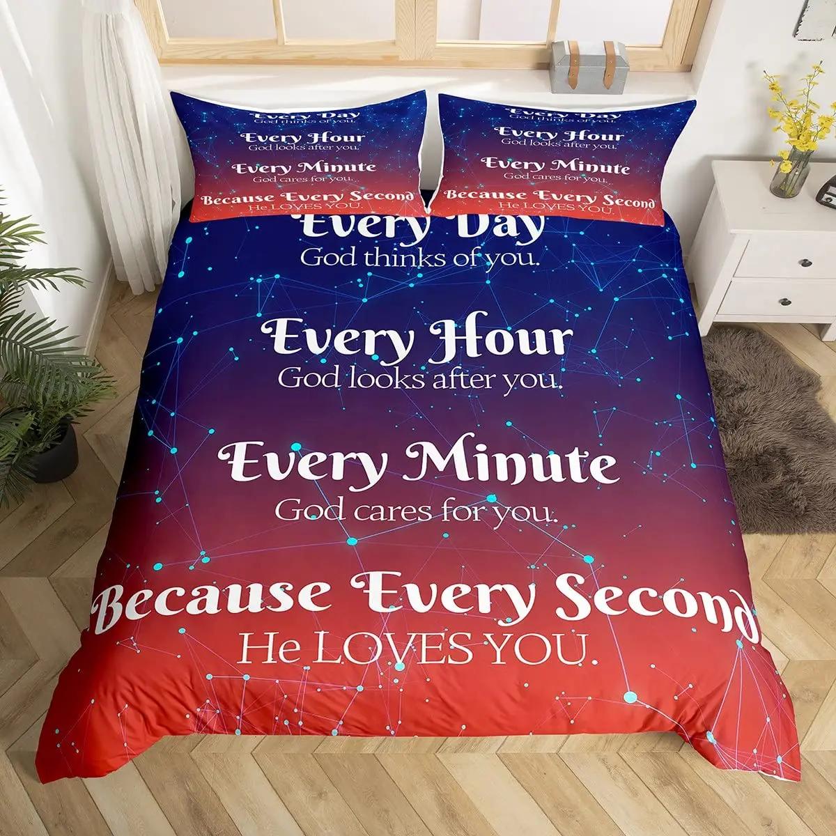 Healing Duvet Cover Set Starry Sky Galaxy Butterfly Inspirational Thoughts Prayers Bedding SetsPositive Energy Comforter Cover EU Single(135*200cm)3pcs