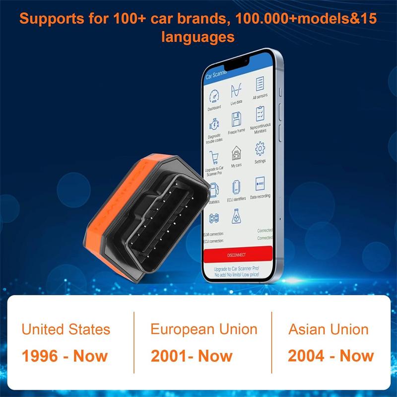 Kw905 Elm327 V1.5 Obd2 Scanners Bluetooth 5.0 For Android/Ios Elm 327 Obd 2 Car Diagnostic Tool Code Reader