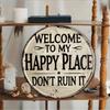 Round Wall Art Sign Retro Style Metal Welcome Sign Rustic Wall Sign for Front Door Bedroom Bathroom Bar Decoration