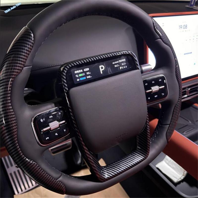 ABS Carbon Fiber Look Steering Wheel Cover Trim For Li Lixiang L6 2024 2025 Decoration Accessories