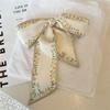 French Pastoral Style Hair Tie Elegant Rose Plum Blossom Bag Strap Bag/Hair Accessories Silk Scarf Headband Women Girls