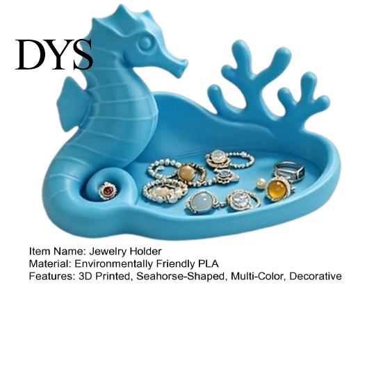 Ocean Themed Decor Seahorse Coral Jewelry Tray, 3D Printed Ring Earring Minimalist Vanity Tray Holder, Decorative Trinket Dish for Table Desktop