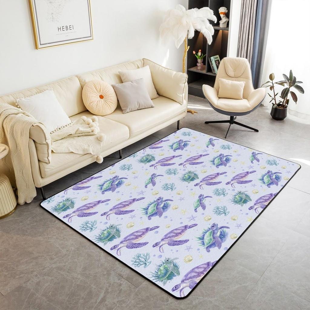 Ocean Themed Living Room Rugs for Bedroom Area Rug Octopus Decor Carpet for Boys Girls Teens Tentacles Indoor Floor Mat Black