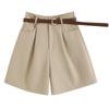 Women's High-Waisted Casual Wide-Leg Summer Shorts - Korean Style, Petite Fit, Trendy Hot Pants