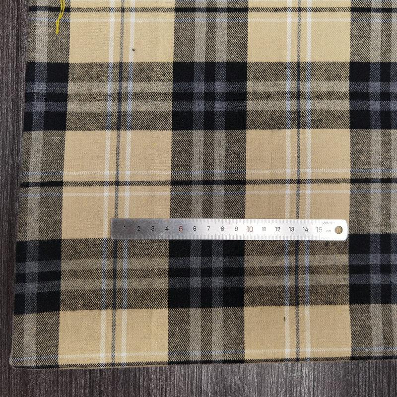 Spot Color-Woven Plaid Jacquard Fabric for Children's Autumn/Winter Brushed Polyester-Cotton Shirts