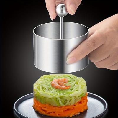 Set di Anelli Professionali in Acciaio Inossidabile - 3 Misure e Spingitore per Torte, Sushi, Onigiri e Dolci Perfetti
