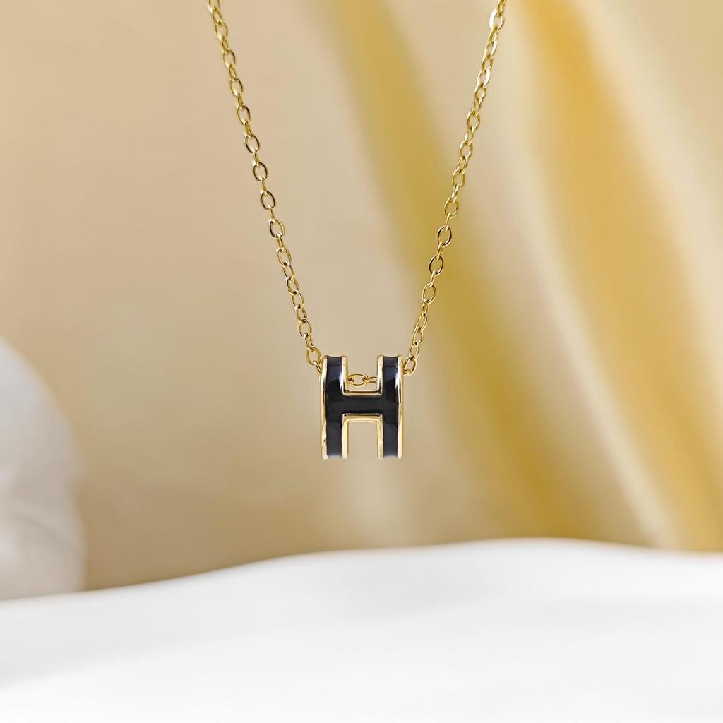 Collana a 'H' Vuota Placcata Oro 18K di Design di Nicchia per Donna - Lussuosa Catena per Clavicola