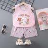 Kid's 2 Piece Printed Suit Short Sleeve Button Up Top Wide Leg Pants Suit Set Pajamas Home Casual Suit