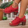 Women's Wide Width Roman Sandals, Single Strap Buckle Wedge Heels, European High Heel Slides for Women