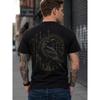 Men's Black Short Sleeve T-Shirt with Viking Raven & Rune Graphic, Soft Cotton Blend, Crew Neck, Relaxed Fit for Casual Streetwear or Festival Style