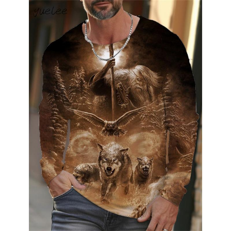 

Мужская одежда с принтом льва Простая мужская футболка с длинным рукавом 3D-принт Модная футболка Мужские футболки для мужчин Футболка с круглым вырезом для мужчин 5XL