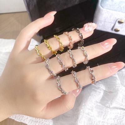 Branches Flower Branches Fashion Open Ring Color Zircon Niche Design Light Luxury High Sense Personality Ring Female