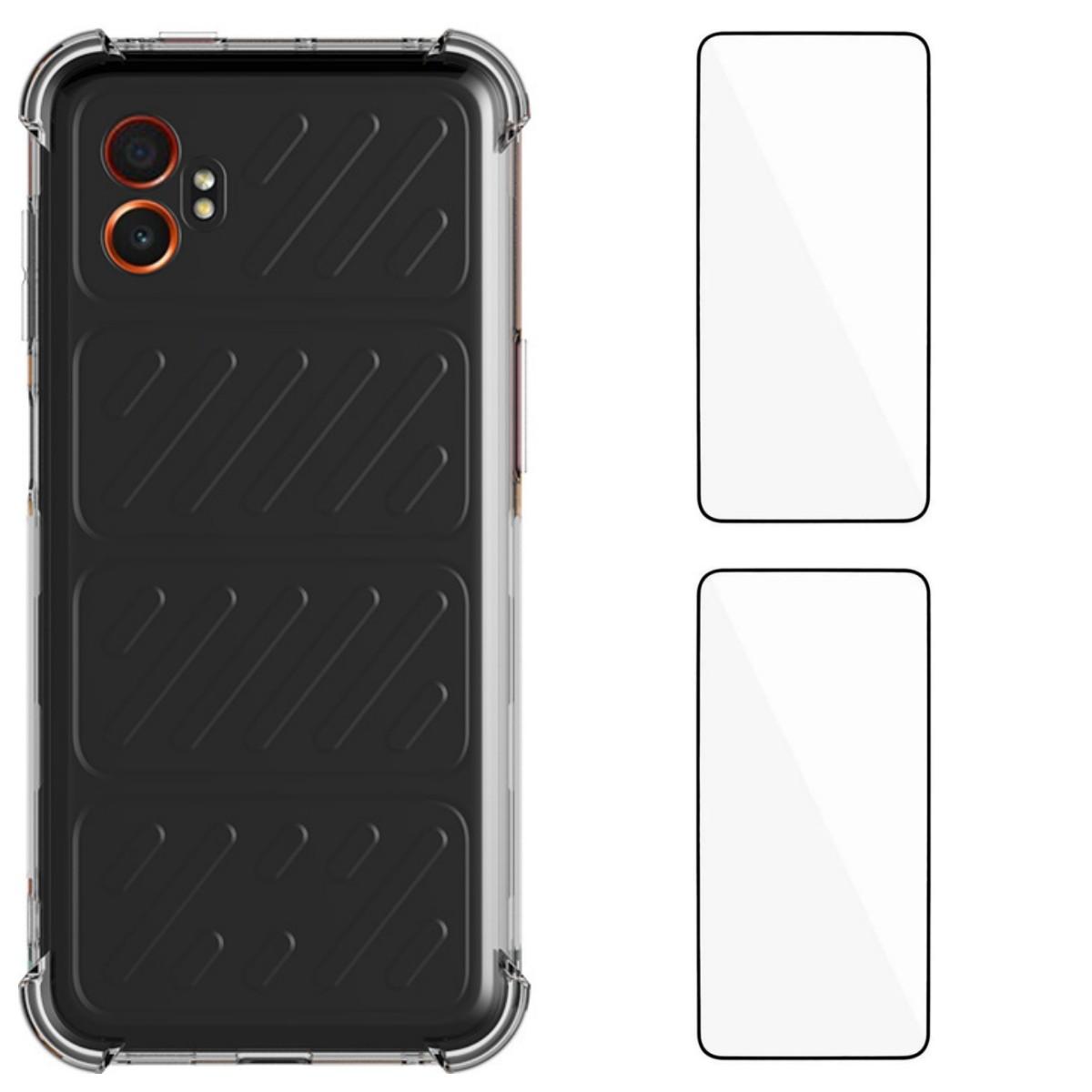 

For Samsung Galaxy XCover7 Pro TPU Case WANLONFENG WL2 Series 2.0mm Phone Cover with 2Pcs Tempered Glass Films Transparent