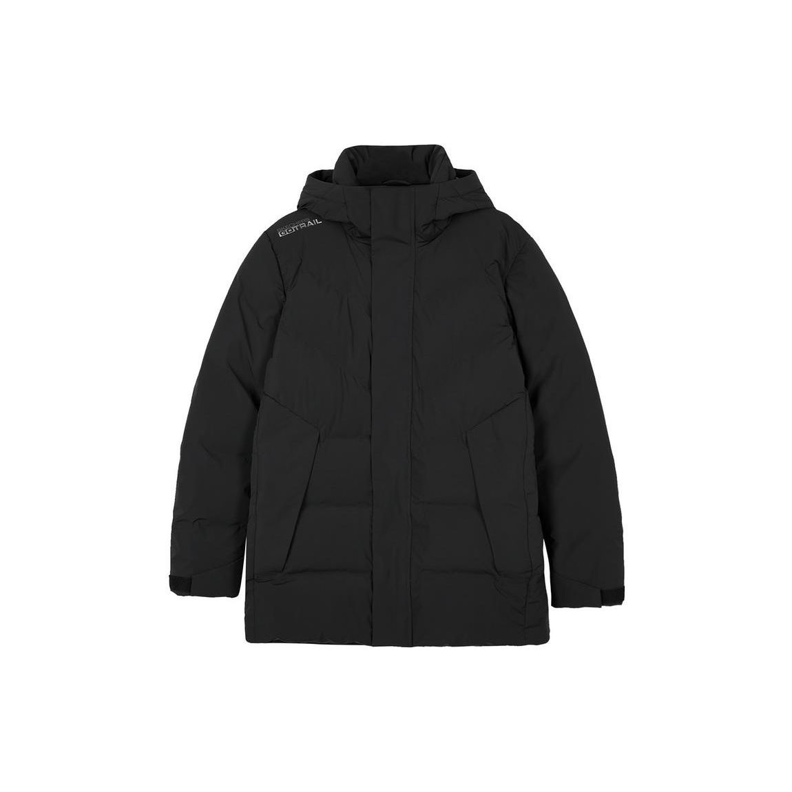 Skechers Stroll Series Solid Color Hooded Casual Mid-Length Down Jacket Men Outerwear Black L423M150-03B6 S