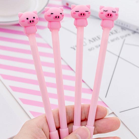 4Pcs Lovely Cartoon Pig 0.38mm Gel Ink Pen Student Gift Office School Stationery
