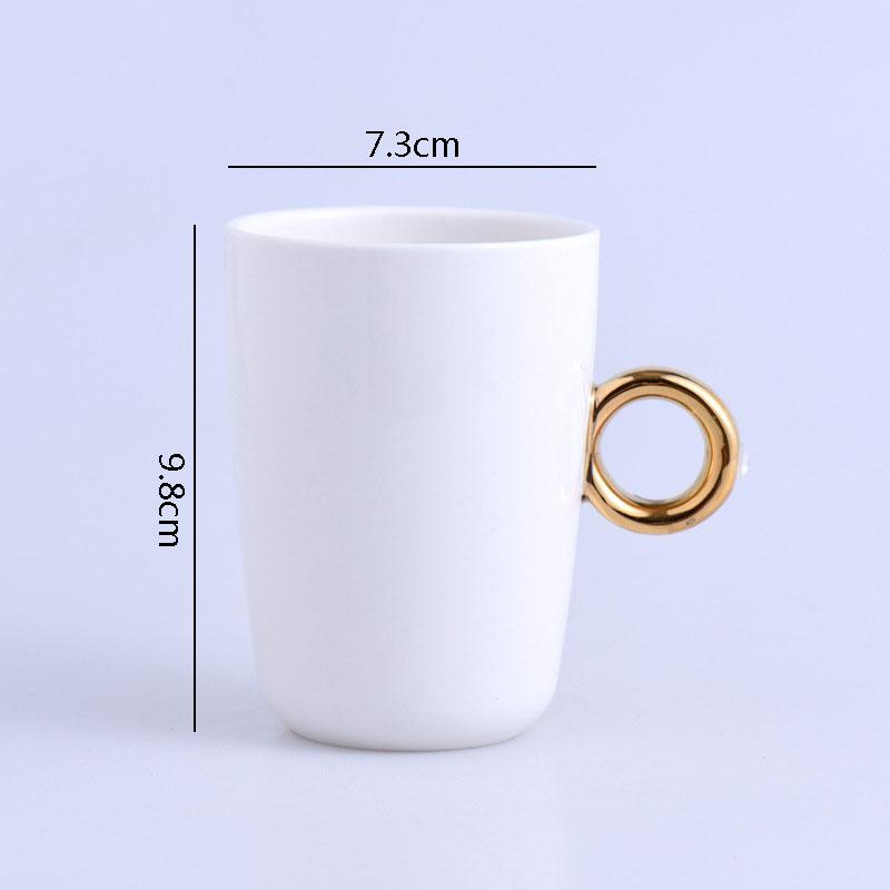 Marble Texture Ceramic Mug Creative Gold Diamond Ring Handle Coffee Mug High Beauty Couple Cup Home Breakfast Cup Beverage Cup