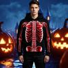 Men's Halloween Funny Skeleton Print Long Sleeve -Lined Pullover Hoodie with Pocket