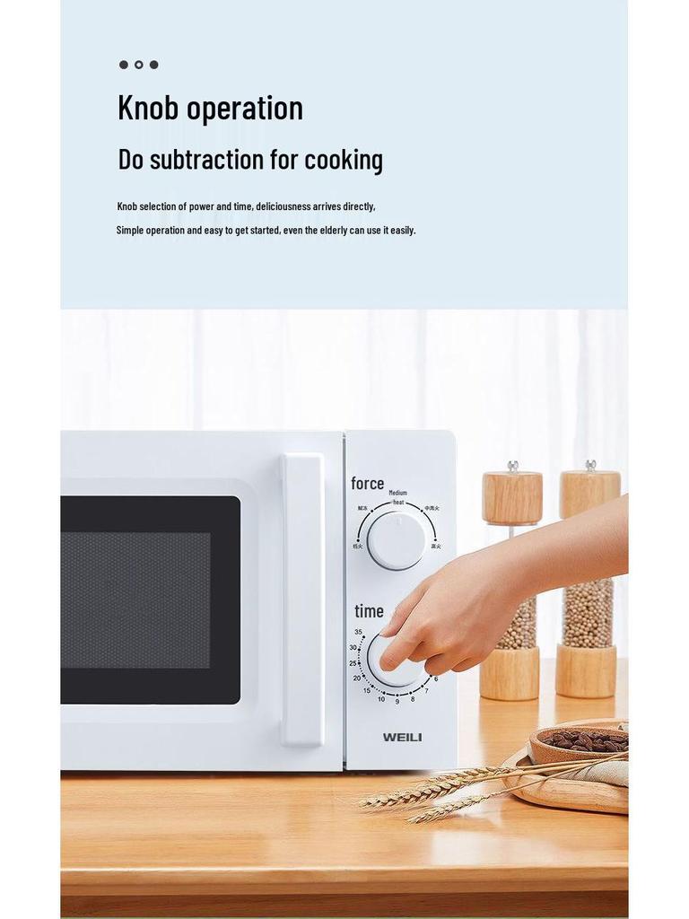 20L Classic Mini Microwave Oven with Turntable and Double Knob Adjustment - Model MXP04