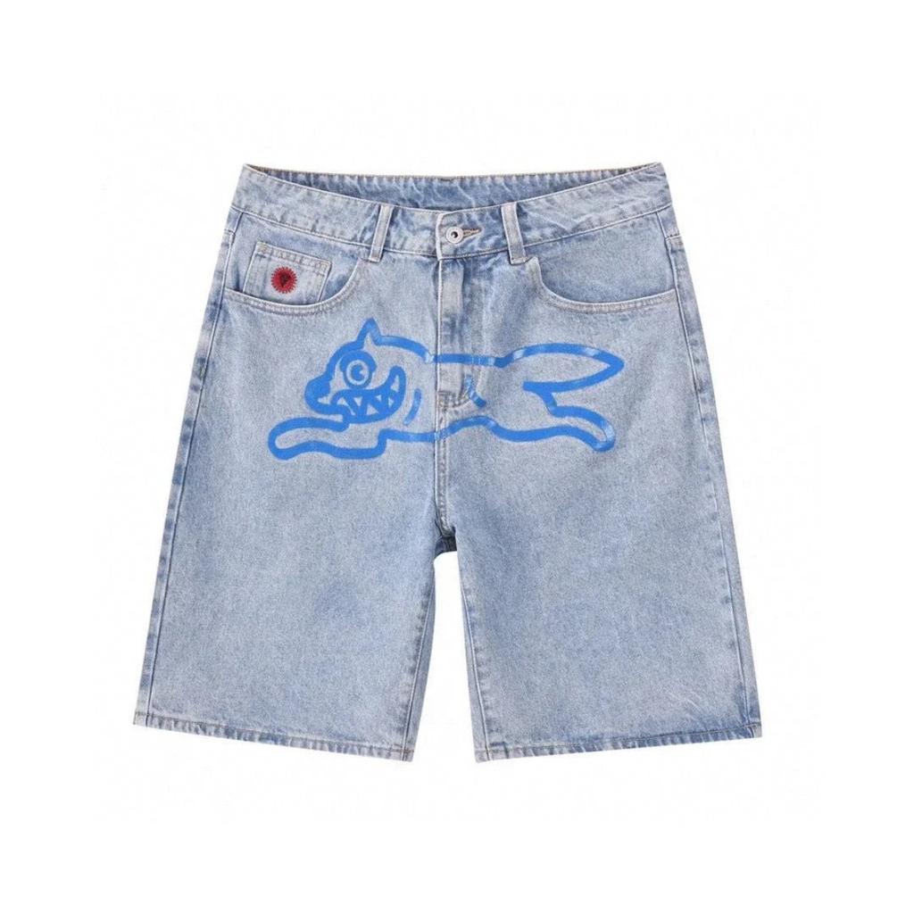 FlowStreet Y2k Streetwear Jean Shorts Casual Fashion Print Gothic Black Denim Shorts