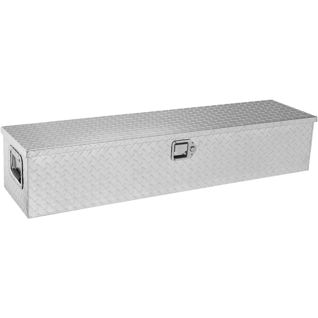 Robuste Aluminium-Ladeflächen-Werkzeugkiste, Werkzeugkiste mit Riffelblech, Seitengriff und Schlüsseln, Aufbewahrungs-Werkzeugkiste Organizer für Pickups, LKW