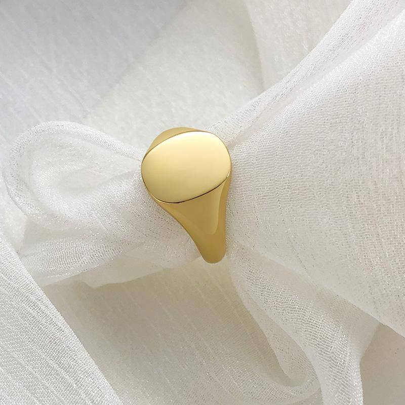 Round Top Signet Ring Womens Stainless Steel Metal Pinky Rings Minimalist Everyday Jewelry gift