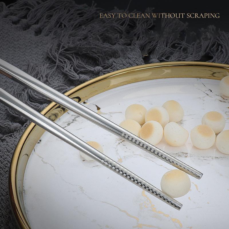 Set de bețișoare din oțel inoxidabil de calitate alimentară, bețișoare de uz casnic, antiderapante groase de înaltă calitate, cadou anti-călcare, 316L, 304, 5 perechi