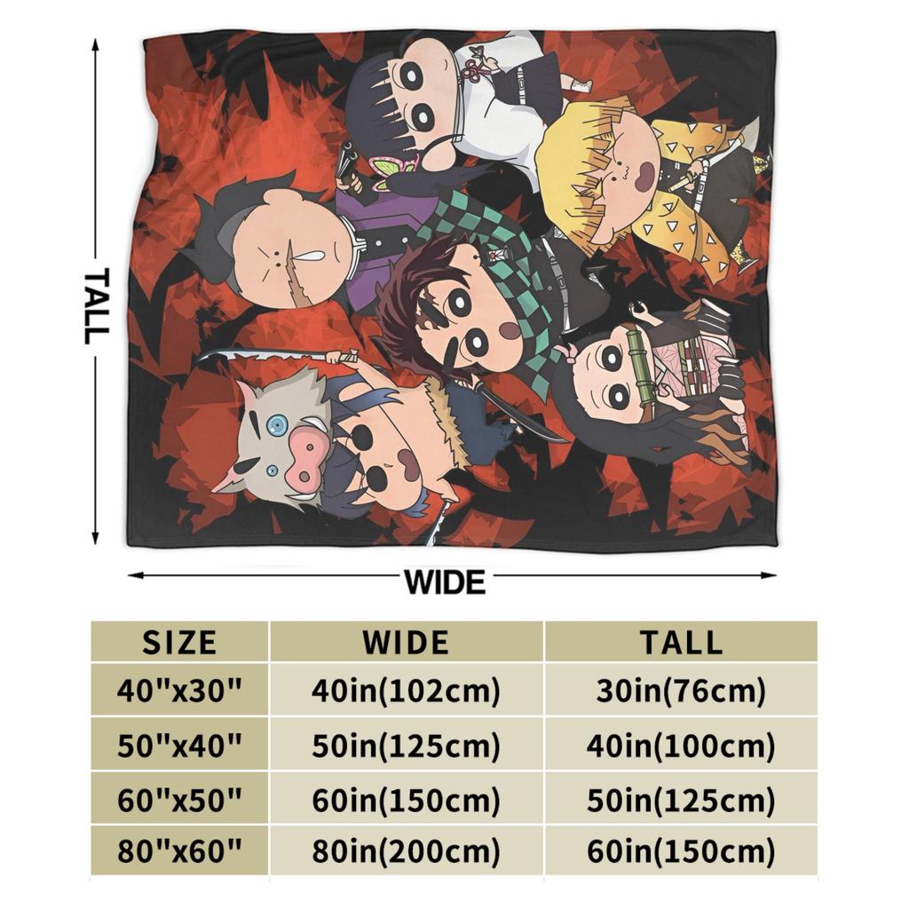 Crayon Shin Chan Demon Slayer Fleece Throw Blanket Anime Blankets for Home Travel Warm Plush Thin Quilt