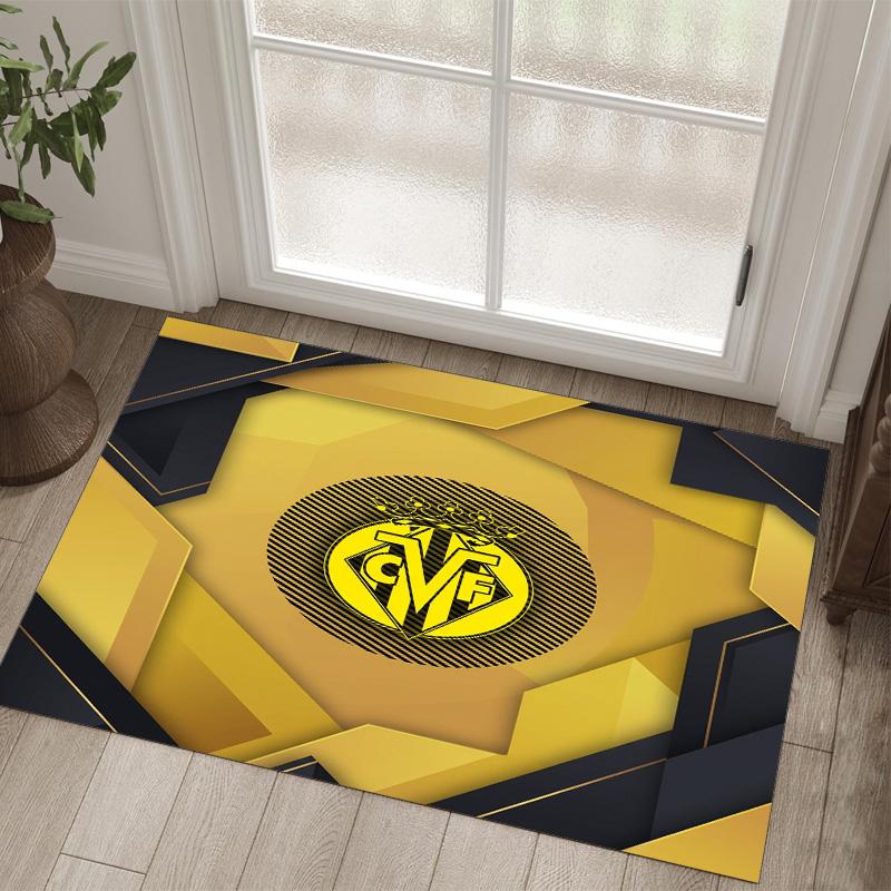 Villarreal FC Design Crystal Velvet Carpet Cozy Non?Slip Printed Rug For Bedroom Living Room Entrance