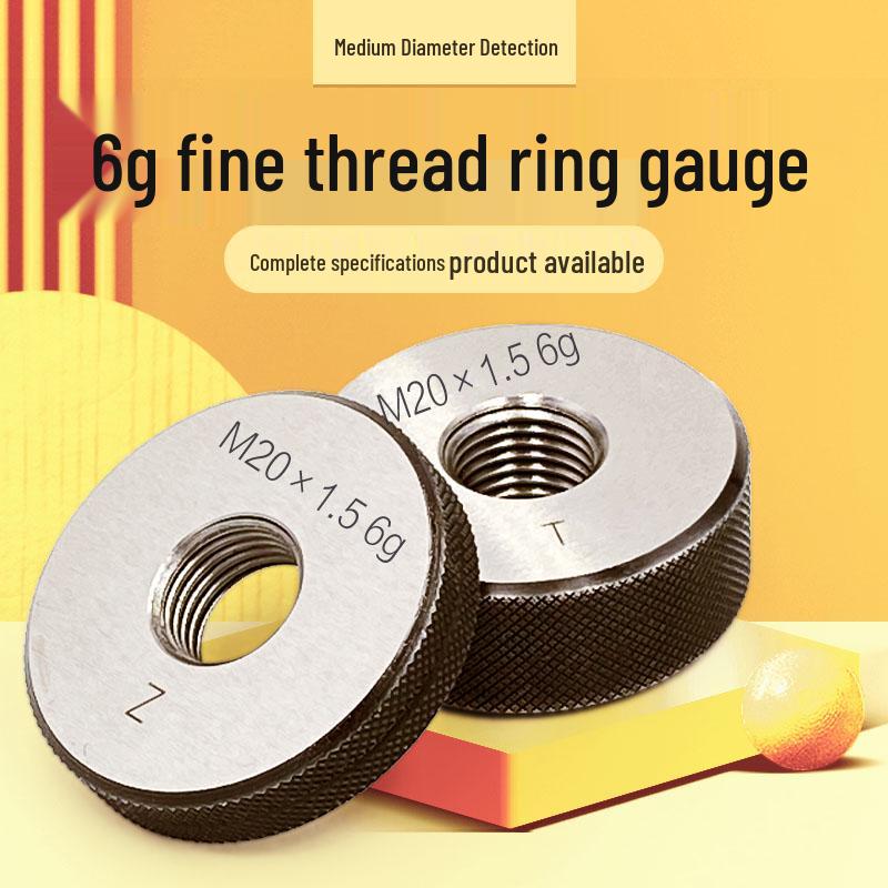 Metric External Thread Go/No-Go Ring Gauge, Fine Pitch, Sizes 18m-30m