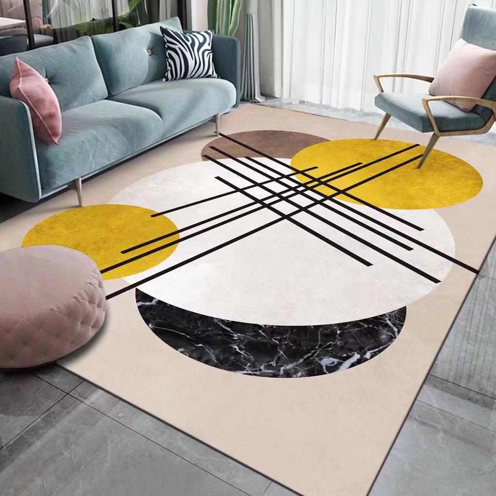 Nordischer Geometrischer Minimalistischer Leichter Luxusteppich: Schlafzimmer, Erkerfenster, Nachttisch, Couchtisch, Sofa, Fleckenabweisend