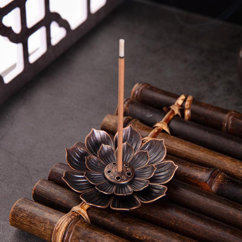 New 1PC Alloy Incense Burner Stick Holder Plate Buddhism Lotus Censer Bronze Nasturtium Incense Burner 7