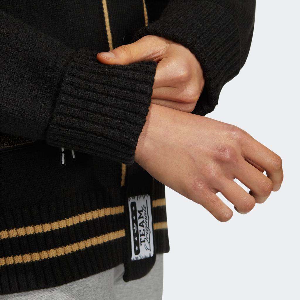 Adidas Originals Solid Color Embroidered Letter Print Sporty Knit Sweater Women Tops Black HS9523