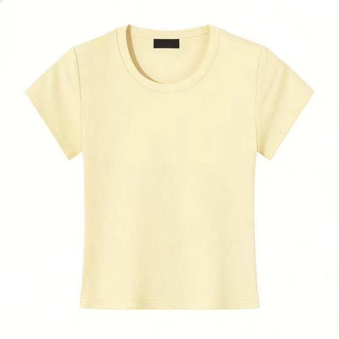 Short-sleeved CottonT-shirt 2026 Summer Simple Casual Slim New Plain Round-neck Pullover Basic Style Tops Women's Clothing
