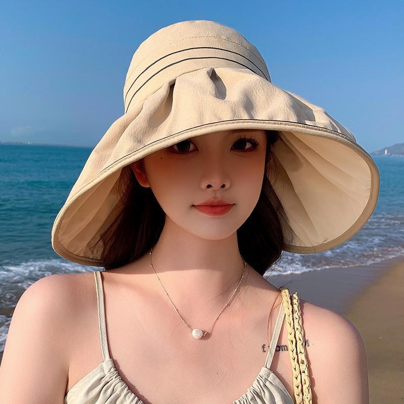 Kadınlar İçin Yeni Geniş Kenarlı Boş Üst Şapka Yaz Güneş Şapkası Yüz UV Güneş Korumalı Şapka UV Güneş Korumalı Balıkçı Güneş Şapkası