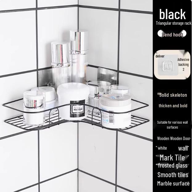 Bathroom Corner Wall Shelf, Punch-Free Mount, Washbasin Storage Rack