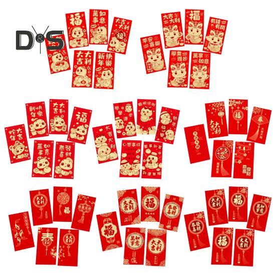 6 szt. czerwonych kopert 2025 chiński nowy rok czerwone pakiety węża motyw szczęśliwe pakiety pieniędzy na obchody święta wiosny