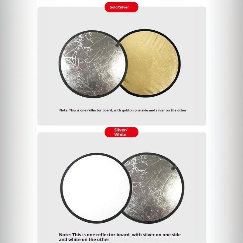 2 In 1 Photography Light Reflector Foldable Portable For Outdoor Studio Portrait Product Shooting 30Cm/60Cm/80Cm