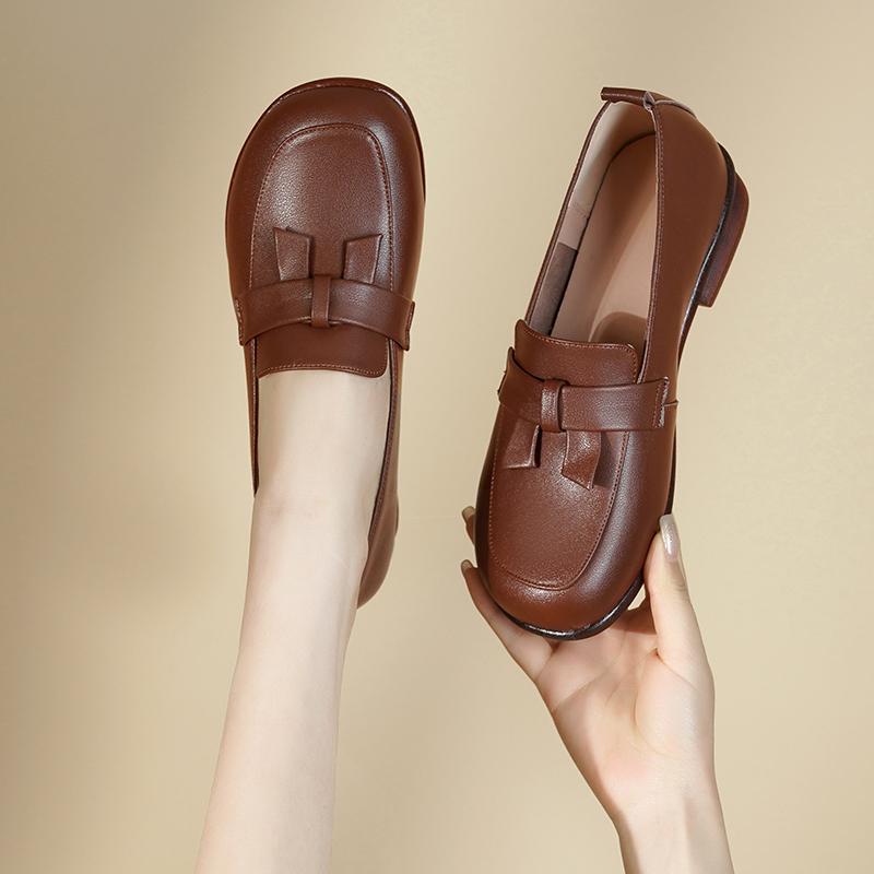 Fashion AIYUQI Loafers Women 2025 Spring New Genuine Leather British Style Women Shoes Slip-on Lazy Beanie Shoes Women