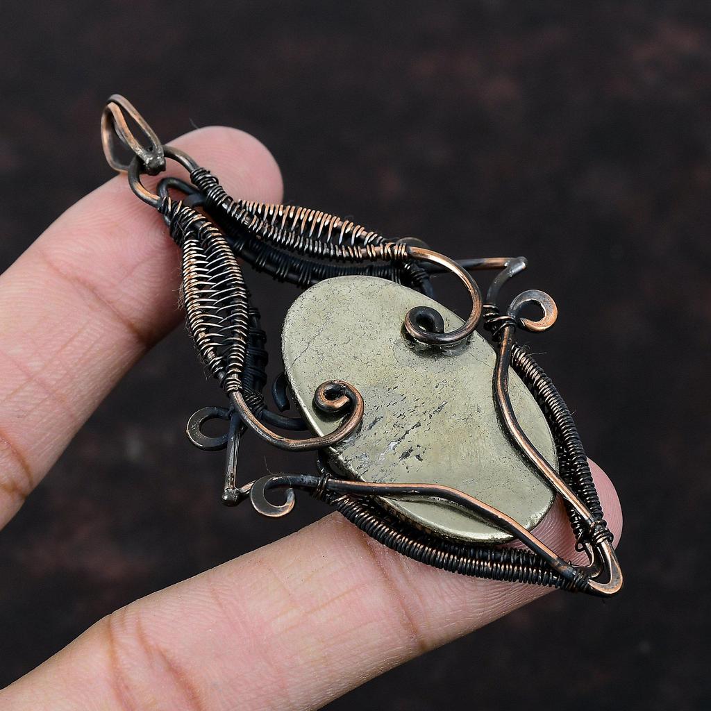 Pyrite Pendant Copper Wire Wrapped Pendant Handmade Pendant Pyrite Jewelry Natural Gemstone Pendant Gift For Mother Copper Wire Wrap Jewelry