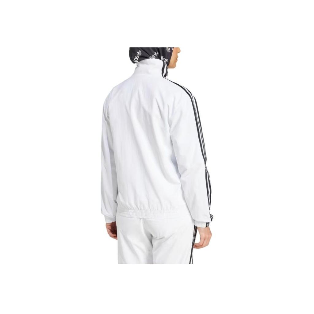 Adidas Originals Retro Sports Stand Collar Jacket Soft Comfortable Casual Sports Jacket Women Jackets White JD5328