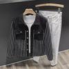 Men's Korean-Style Striped Denim Jacket - Spring & Autumn Casual Shirt Jacket