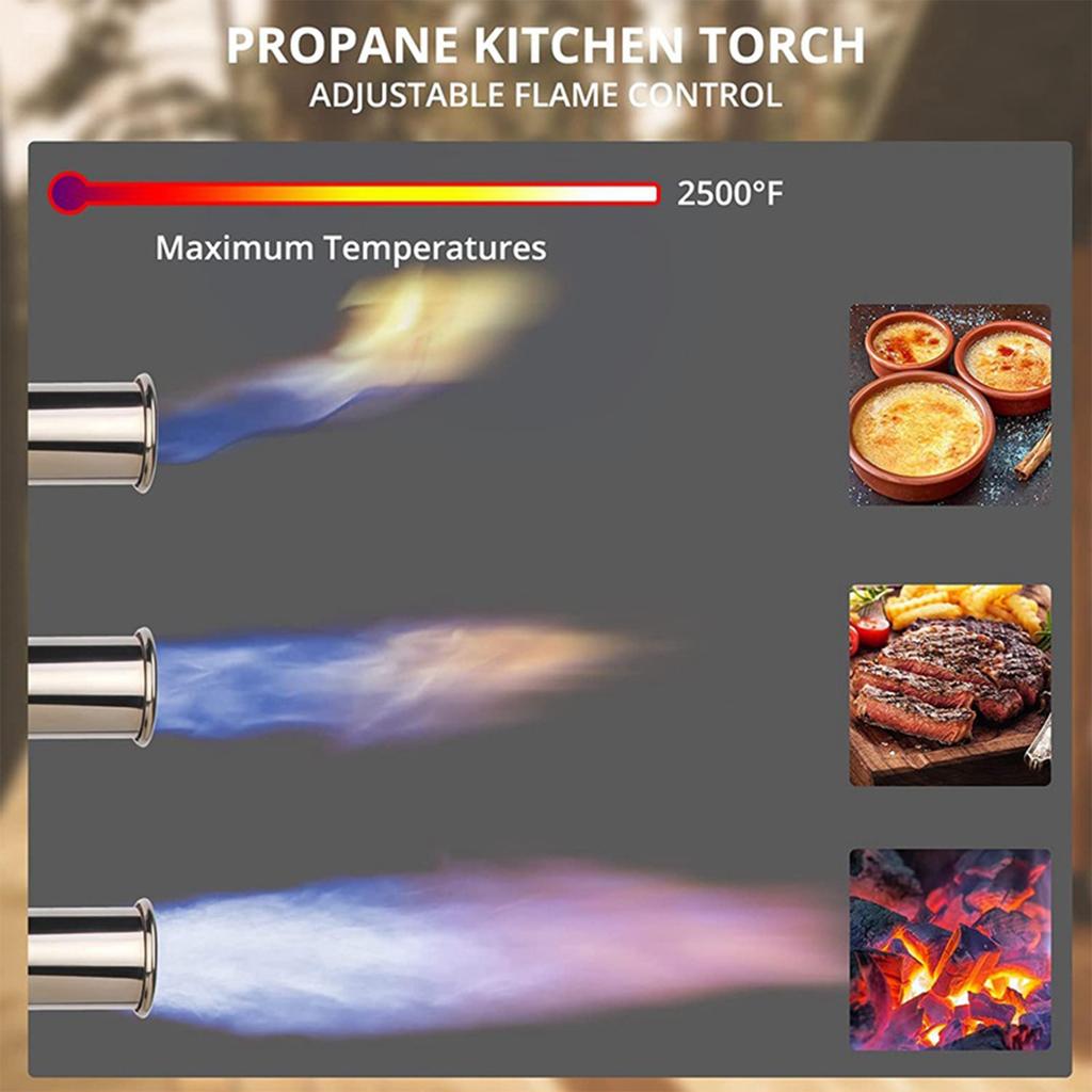 Torch Guns Adjustable Flame Thrower - One- Ignition Torch For Searing Steak, BBQ, Welding - Butane Tank Not Included