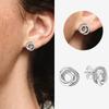 Authentic 925 Silver Cherry Blossom Bow Heart Hoop Stud Drop Earrings plata de ley Jewelry DIY Birthday Gift Original