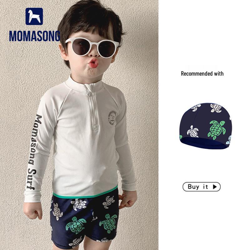 Boys' Long Sleeve Sun Protection Swimsuit Set - Quick Dry Jellyfish Design