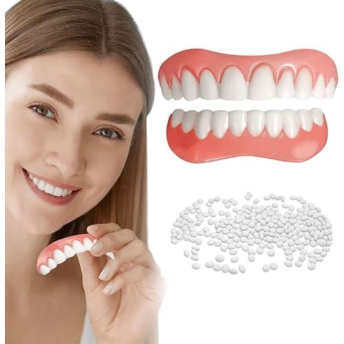 Two Pairs of Dentures, Temporary Dentures, Dentures, DIY Temporary Denture Repair Adhesive, Easy To Use Upper and Lower Denture Adhesive, Dentures for